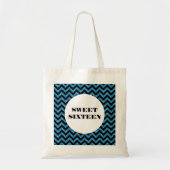 Blue Chevron Glitter Sweet 16 Canvas tas (Voorkant)