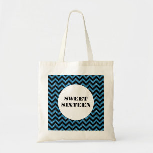 Blue Chevron Glitter Sweet 16 Canvas tas