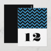 Blue Chevron Glitter Table Briefkaart (Voorkant / Achterkant)