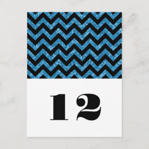 Blue Chevron Glitter Table Briefkaart