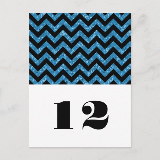 Blue Chevron Glitter Table Briefkaart (Voorkant)