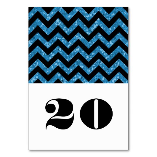 Blue Chevron Glitter Table Kaart (Voorkant)