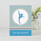 Blue Chevron Gymnast Party Kaart (Staand voorkant)