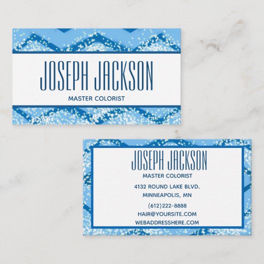 Blue Chevron Hair Master Colorist Visitekaartje (Voorkant / Achterkant)