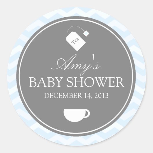 Blue Chevron High Tea Baby shower Sticker (Voorkant)