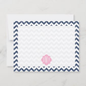 Blue Chevron Ikat Monogrammed Flat Notecard Notitiekaartje (Voorkant)