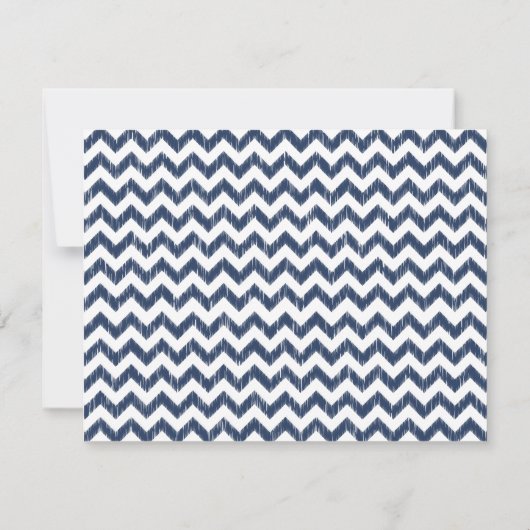 Blue Chevron Ikat Monogrammed Flat Notecard Notitiekaartje (Achterkant)