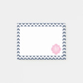 Blue Chevron Ikat Monogrammed Post It Notes (Voorkant)