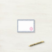 Blue Chevron Ikat Monogrammed Post It Notes (Op bureau)