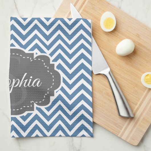 Blue Chevron Kitchen Towel Theedoek (Quarter Fold)