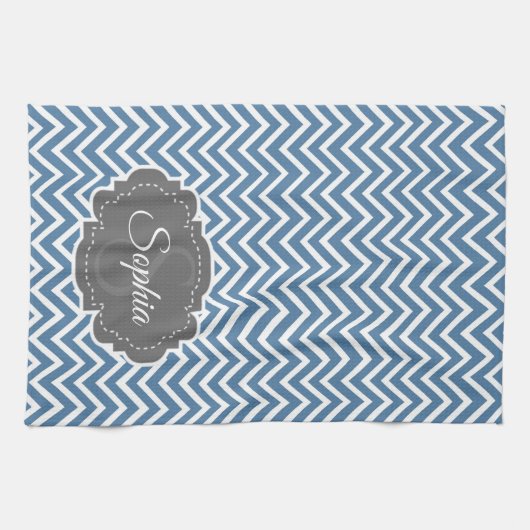 Blue Chevron Kitchen Towel Theedoek (Horizontaal)