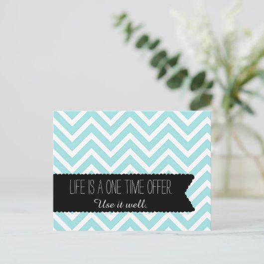 Blue Chevron LIFE Quote - Motivatie - Briefkaart (Staand voorkant)