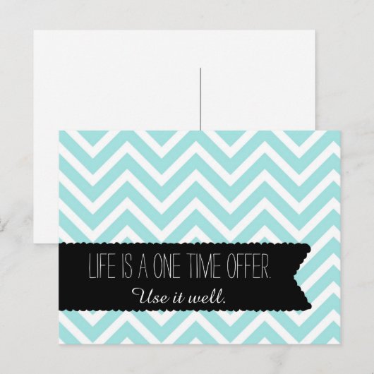 Blue Chevron LIFE Quote - Motivatie - Briefkaart (Voorkant / Achterkant)