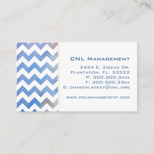 Blue Chevron Modern Minimal Visitekaartje (Achterkant)