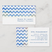 Blue Chevron Modern Minimal Visitekaartje (Voorkant / Achterkant)