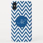 Blue Chevron Monogram Modern Case-Mate iPhone Case (Achterkant)