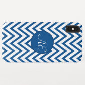 Blue Chevron Monogram Modern Case-Mate iPhone Case (Achterkant (horizontaal))