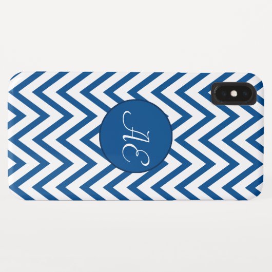Blue Chevron Monogram Modern Case-Mate iPhone Case (Achterkant (horizontaal))