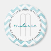 Blue Chevron Monogram Pattern Magnet (Voorkant)