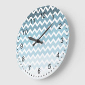 Blue Chevron Ombre Grote Klok (Hoek)