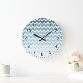 Blue Chevron Ombre Grote Klok (Huis)