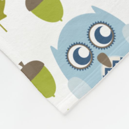 Blue Chevron Owls Personalized Fleece Deken (Hoek)