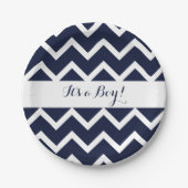 Blue Chevron Papieren Bordje (Voorkant)
