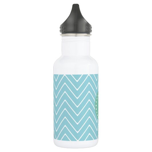 Blue Chevron Pattern | Munt Green Monogram Waterfles (Links)