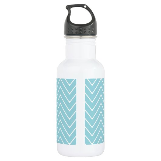 Blue Chevron Pattern | Munt Green Monogram Waterfles (Achterkant)