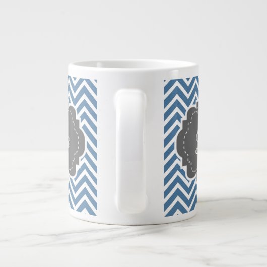 Blue Chevron personaliseer Giant Coffee-Mok Grote Koffiekop (Achterkant)