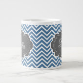 Blue Chevron personaliseer Giant Coffee-Mok Grote Koffiekop (Voorkant)