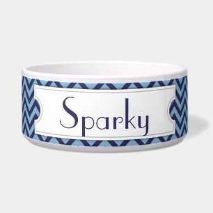 Blue Chevron Personalized Pet Bowl Voerbakje