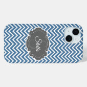 Blue Chevron persoonlijke iPhone Case (Achterkant (horizontaal))