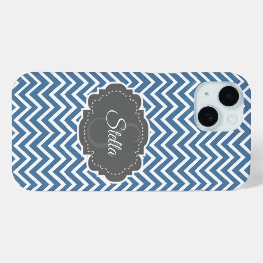 Blue Chevron persoonlijke iPhone Case (Achterkant (horizontaal))
