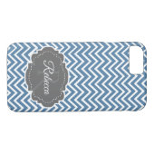 Blue Chevron persoonlijke iPhone Case (Achterkant (Horizontaal))
