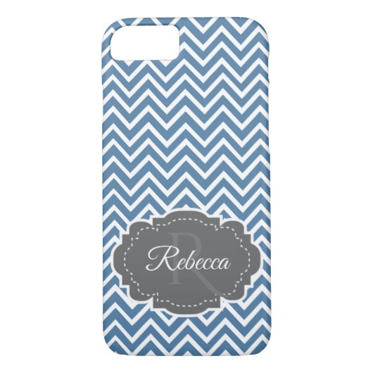 Blue Chevron persoonlijke iPhone Case (Achterkant)