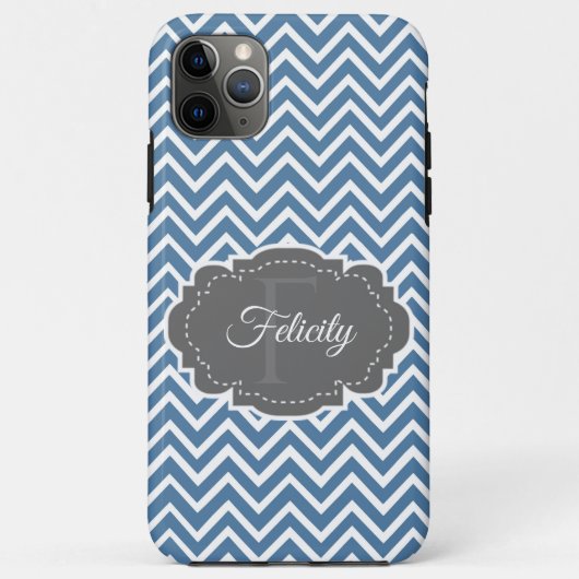 Blue Chevron persoonlijke iPhone Case (Achterkant)