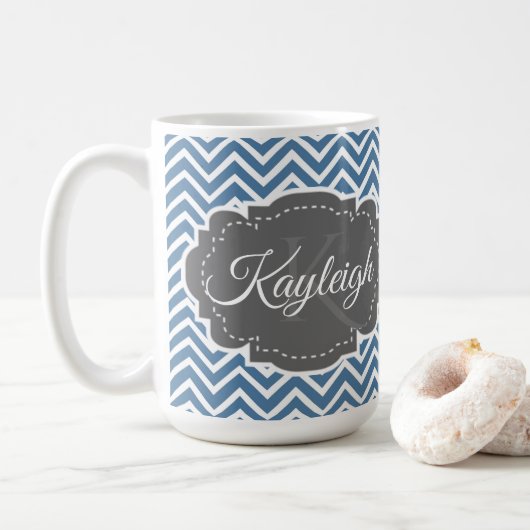Blue Chevron persoonlijke koffie-Mok Koffiemok (Met donut)
