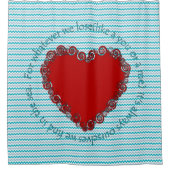 Blue Chevron Red Heart Zee Poem E.E. Cummings Douchegordijn (Voorkant)