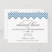 Blue Chevron Rehearsal Dinner Invite Briefkaart (Voorkant / Achterkant)