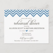 Blue Chevron Rehearsal Dinner Invite Briefkaart (Voorkant)