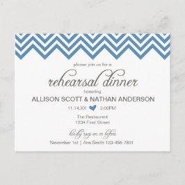Blue Chevron Rehearsal Dinner Invite Briefkaart