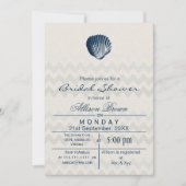 Blue Chevron Seashell Beach vrijgezellenfeest Invi Kaart (Voorkant)