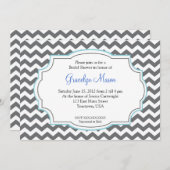 Blue Chevron Shower-uitnodiging Kaart (Voorkant / Achterkant)