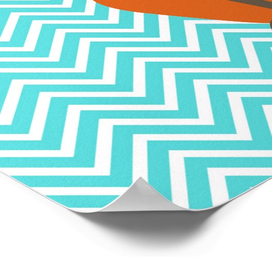 Blue Chevron Sly Fox Nursery Art Poster (Hoek)