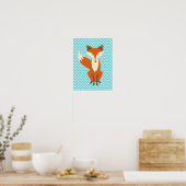 Blue Chevron Sly Fox Nursery Art Poster (Keuken)
