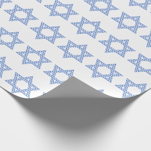Blue Chevron Star van David Hanukkah Cadeaupapier (Hoek)