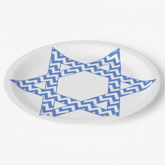 Blue Chevron Star van David Hanukkah Papieren Bordje (Gekanteld)