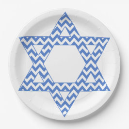 Blue Chevron Star van David Hanukkah Papieren Bordje