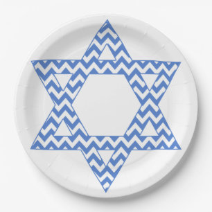 Blue Chevron Star van David Hanukkah Papieren Bordje
